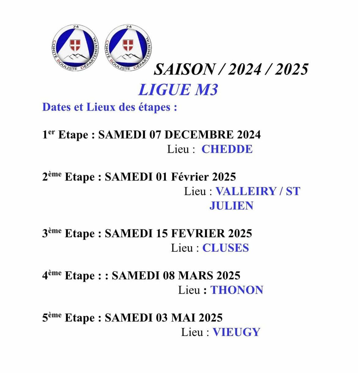 INFORMATION POUR LES LIGUE M3 ET M4 24/25