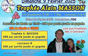 Trophée Alain Masson 3/4 Quadrette +1national le Dimanche 9 Février 2025