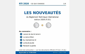 [INFORMATION OFFICIELLE - RÈGLEMENT TECHNIQUE INTERNATIONAL]