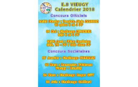 Calendrier des concours 2018