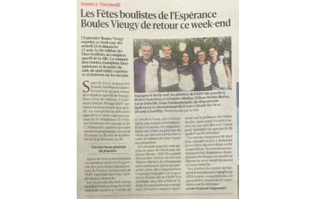 ARTICLE Le Dauphiné Libéré du 21.08.2026